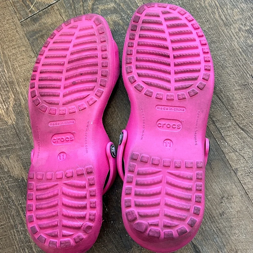 Crocs Cleo‎ Sandals Two Strap Slip On Slides Flipflop Sandals Women's Sz 11 Pink - Picture 4 of 7
